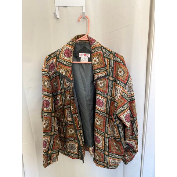 Vintage Silk Floral Windbreaker Stunt Sports - Picture 2 of 4